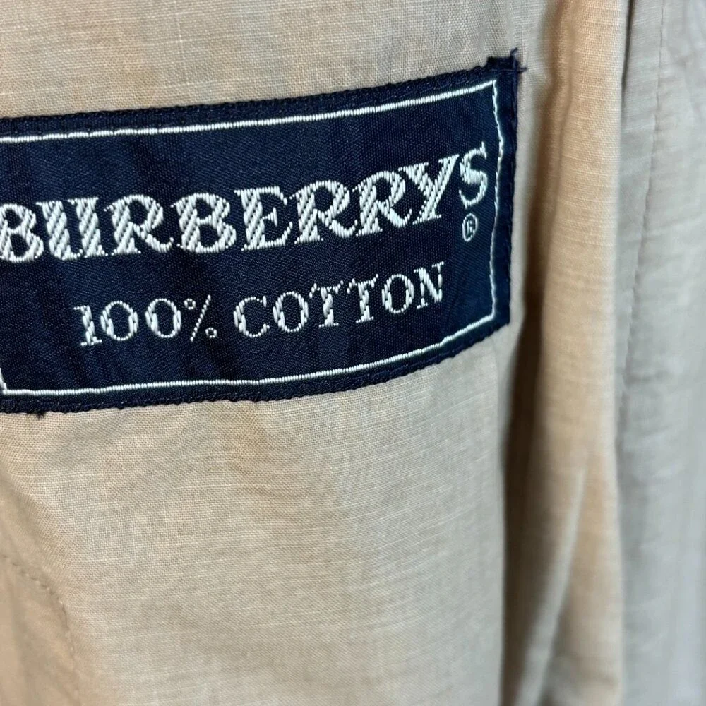 Burberry Trench Coat 10 Long Tan Cotton Nova Check‎ England - Picture 14 of 16